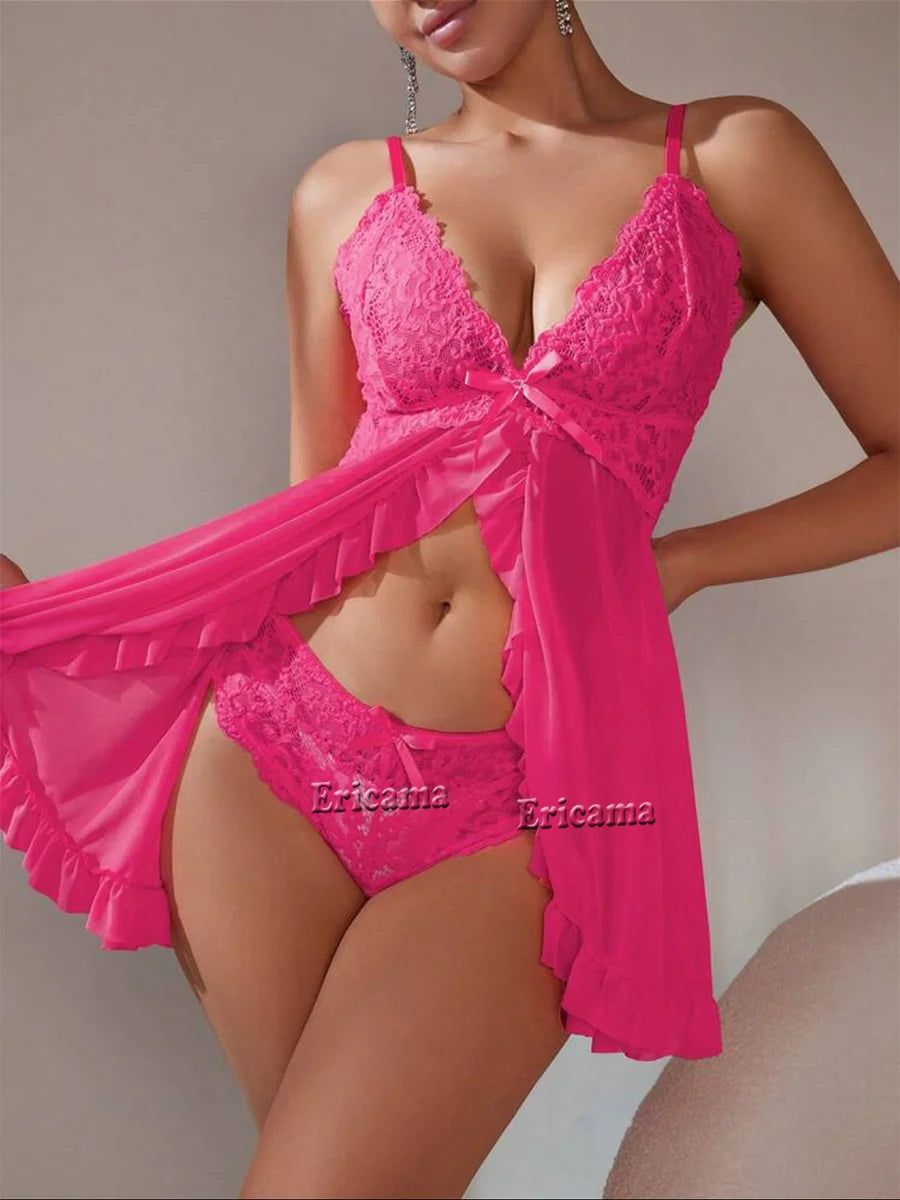 Conjunto de sujetador de realce con aros para mujer, lencería íntima erótica con tirantes finos, Body de encaje sin espalda, disfraces sexys